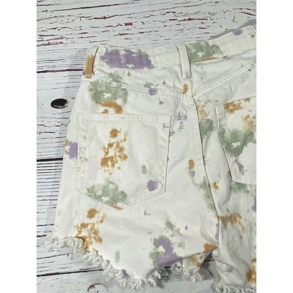 Wild Fable Jean Shorts Size 2 High Rise Cutoff White Tie Dye Button Fly Denim - Picture 8 of 11